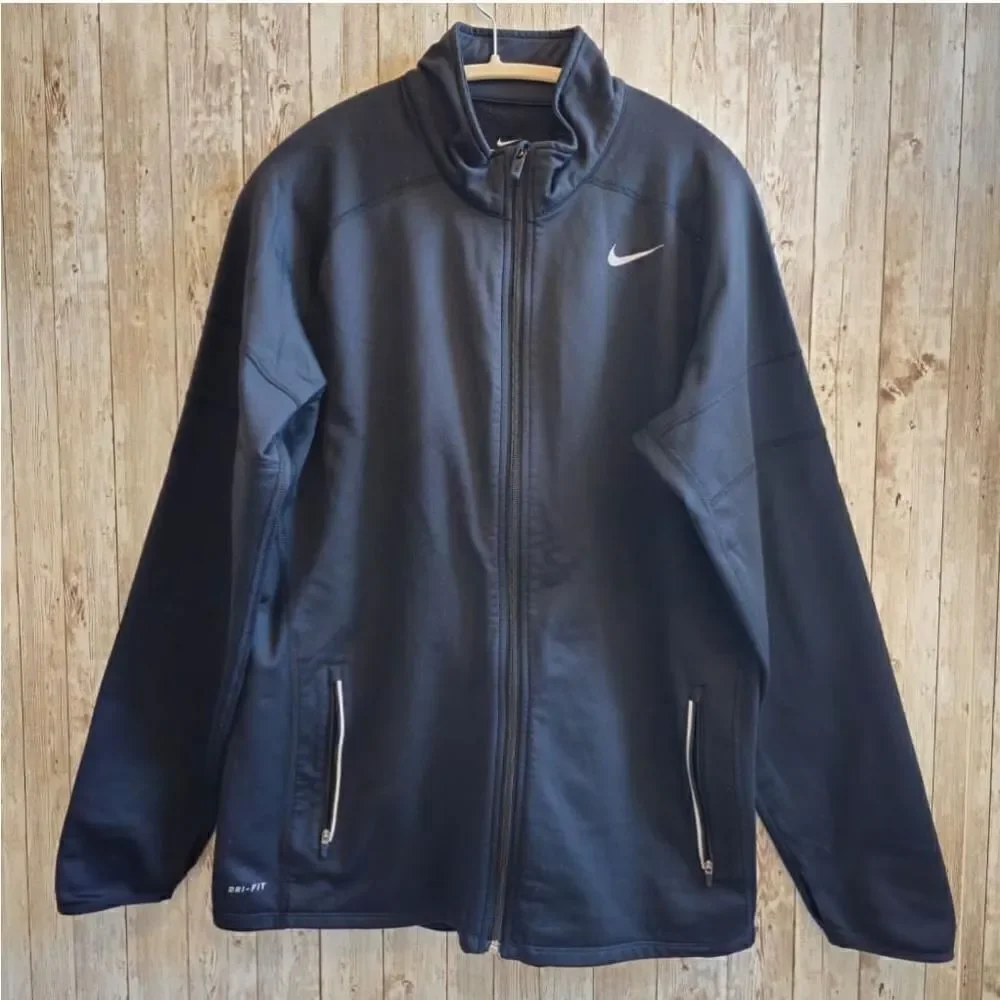Nike Mens Size L Black Long Sleeve Full Zip Athletic Sweatshirt Hoodie Jacket